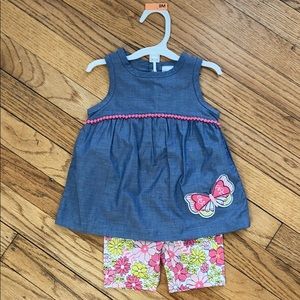 Cute denim tank and floral pant set (9 months)